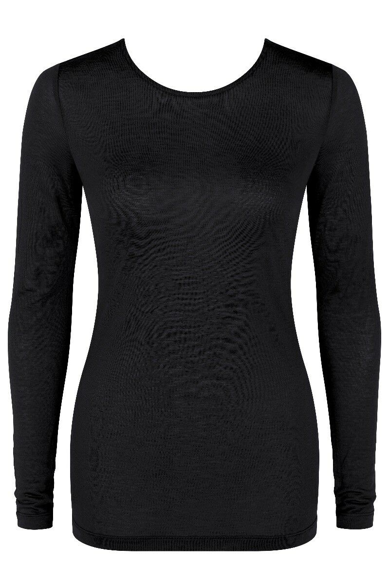 Dames EVER Cosy Long Sleeve Shirt Zwart
