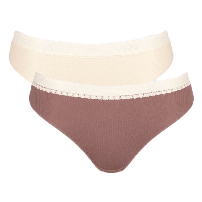 Dames GO 2-Pack Ribbed Tai Bruin/Ivoor