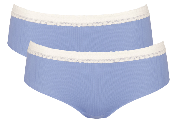 Go Ribbed Dames Hipster 2-Pack Blauw