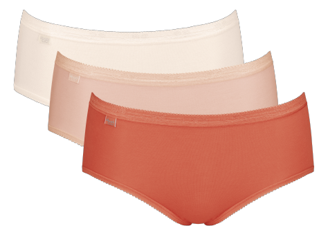 Dames Basic 3-Pack Midi Oranje/Roze/Beige