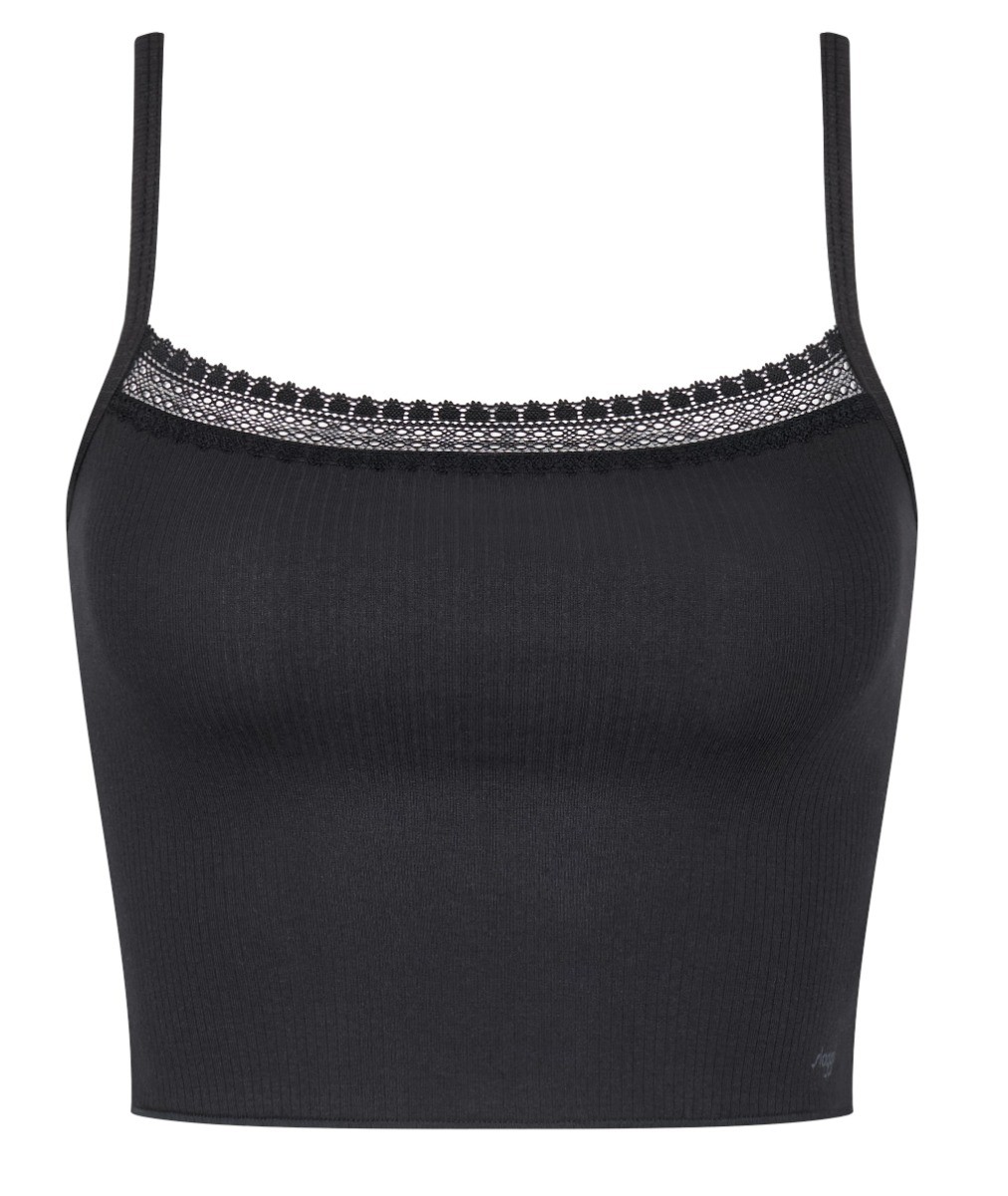 Dames GO Ribbed Crop Top Zwart